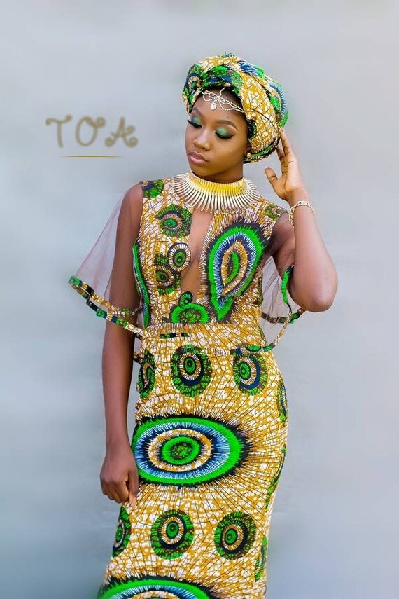 ankara cape dress