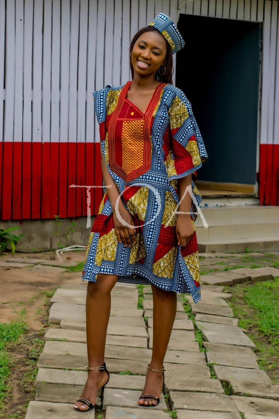 Ibadan Ankara Agbada Dress\u0026matching Cap 