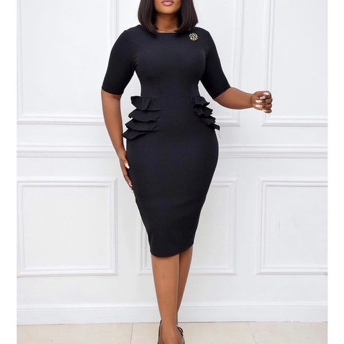 Chic MIDI Dress Black Midi Dress Body Fit Dress for Women - Etsy