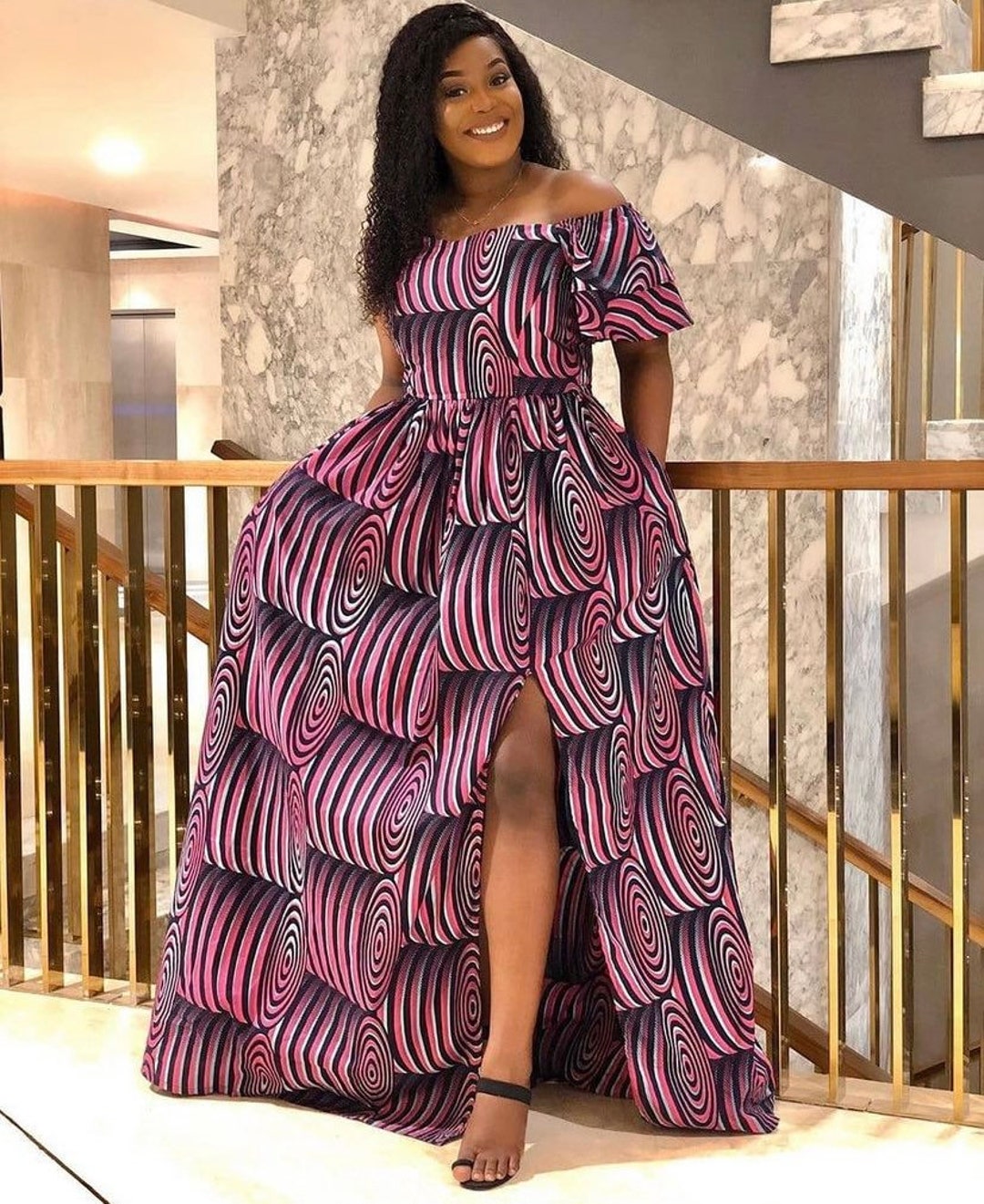 Ankara Máxi Dress off the Shoulder Maxi Ankara Dress African Etsy
