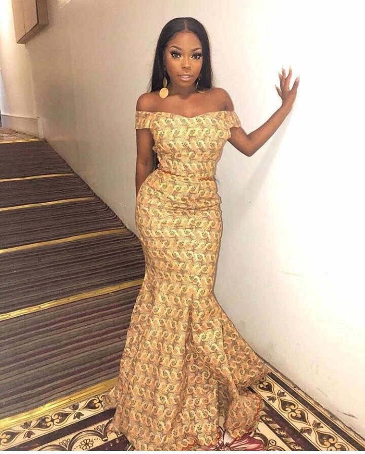 Off Shoulder Six Pieces African Style Dress Ankara Dress Etsy
