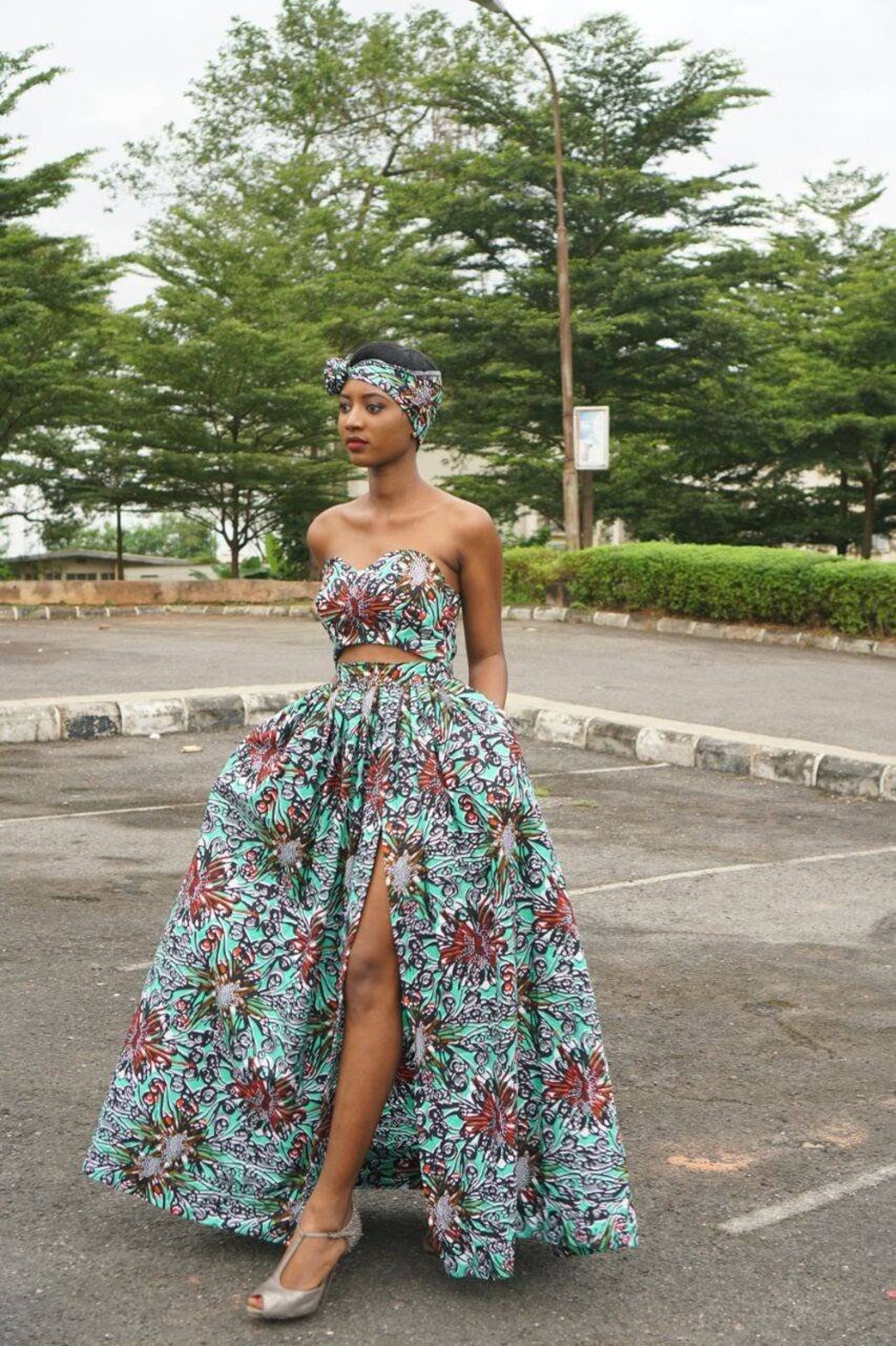 Two Piece Ankara Tube Top and High Slit Maxi Skirt Etsy