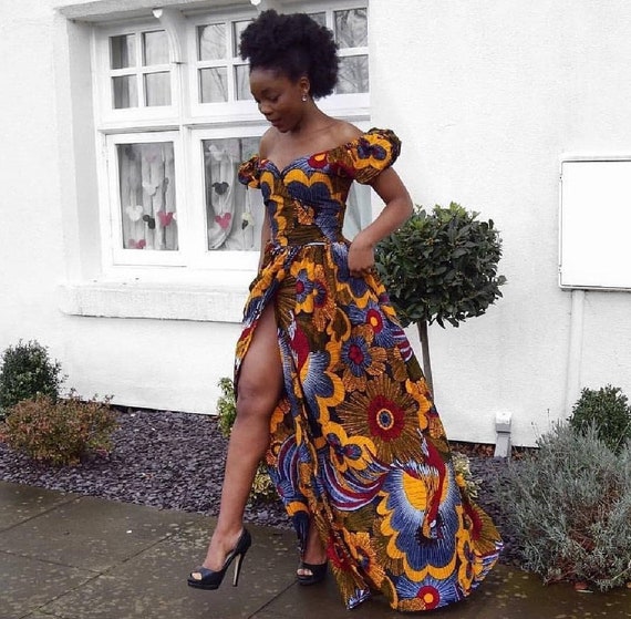 off shoulder dresses african print