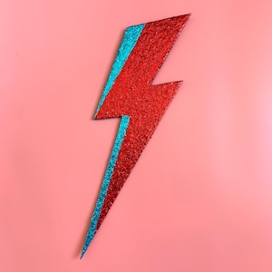 Lightning Bolt Bowie | Iconic Retro Music Wall Art | Funky Disco Glitter | Aladdin Sane | Dopamine Decor