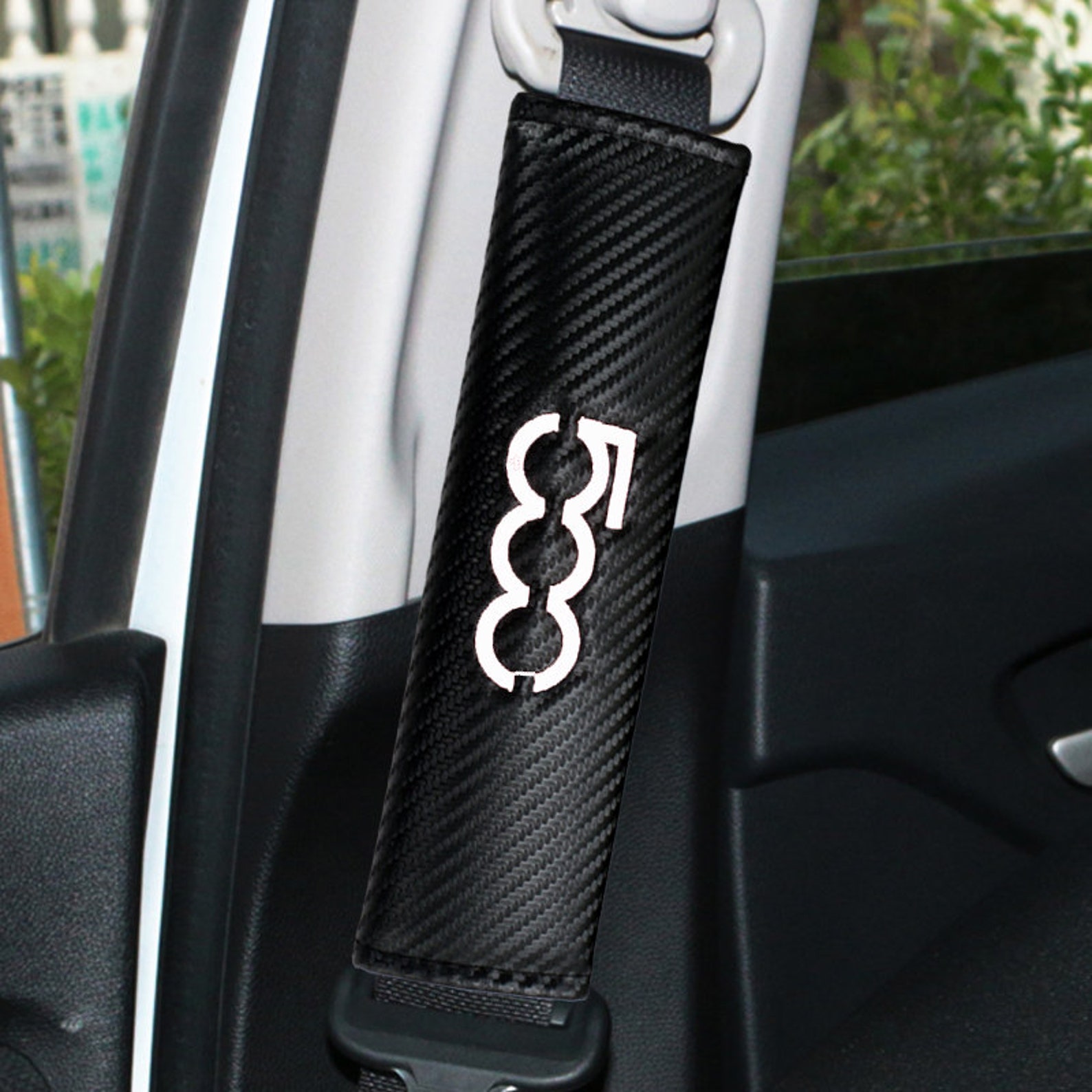 X2 Seat Belt Covers Fiat 500 Logo WHITE Numbers Embroidered in Etsy UK