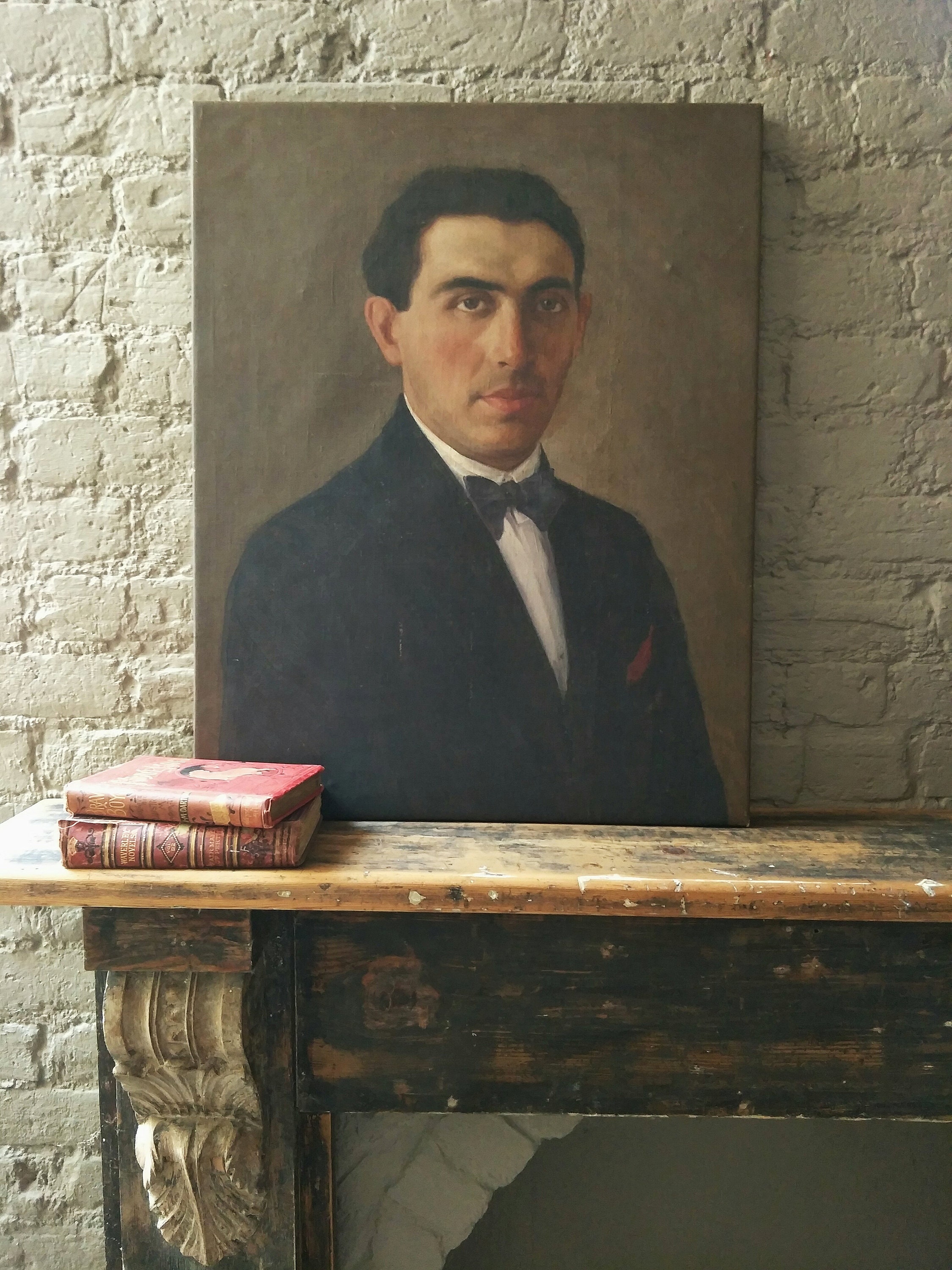 Vintage Portrait Oil Painting on Canvas Gentleman in Tuxedo Etsy
