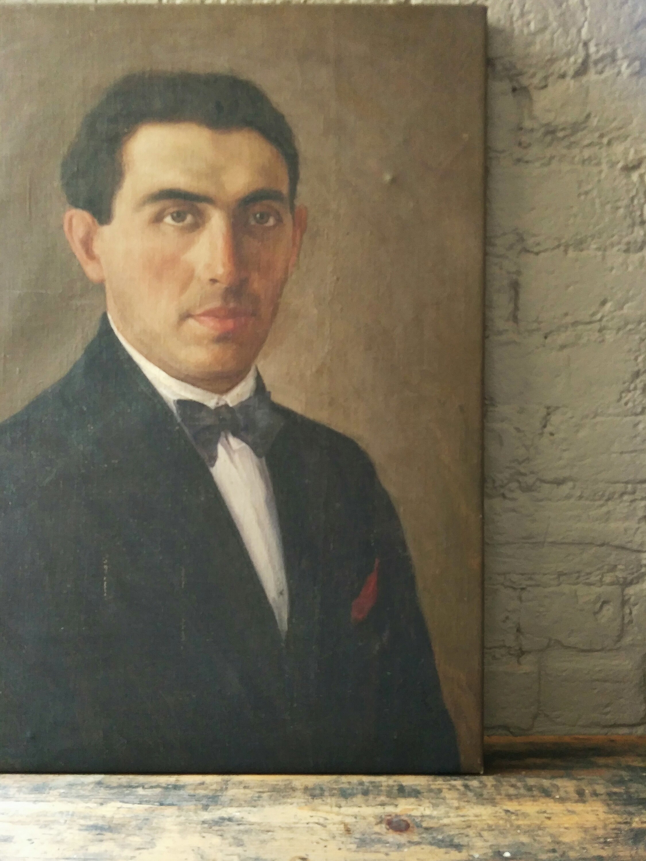 Vintage Portrait Oil Painting on Canvas Gentleman in Tuxedo Etsy