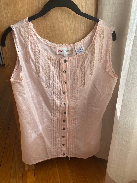 Dead stock 1990s Pink Lace Blouse - image 4