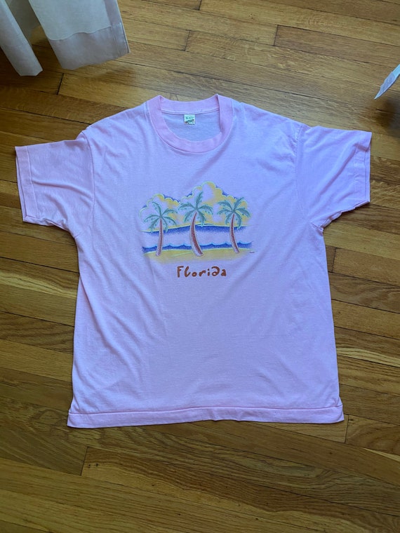 Vintage 1980s Pink Florida T-Shirt / Size XL - image 4