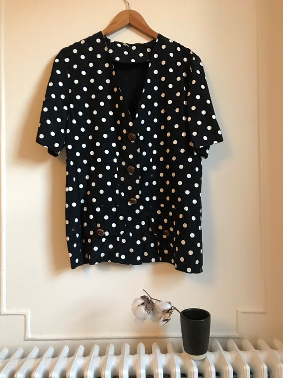 Vintage 1990s Polka Dot Short Sleeved Blazer or T… - image 3