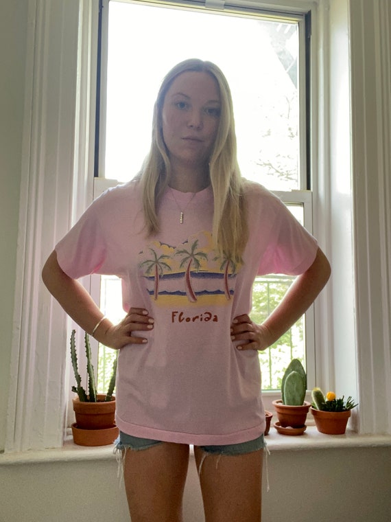 Vintage 1980s Pink Florida T-Shirt / Size XL - image 3