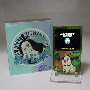 NEW Chikorita Themed GBC with Q5 Light up Logo  IPS Screen Mod w/Box!