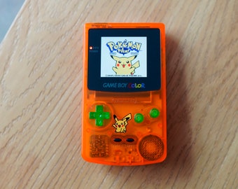 ¡Modelo PIKA Naranja Gameboy Color! ¡Mod recargable retroiluminado Gbc personalizado!