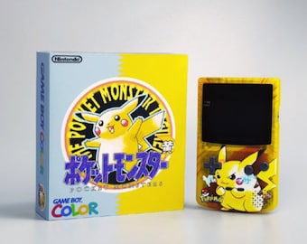 NIEUWE Pikachu Thema GBC met Q5 Light up Logo IPS Scherm Mod w / Box!