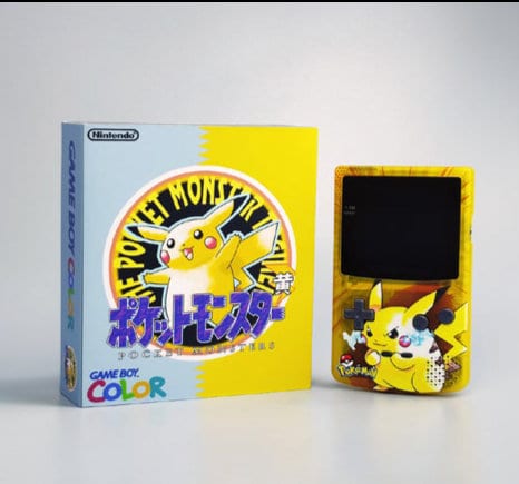 NOWY GBC z motywem Pikachu i podświetlanym logo Q5 z ekranem IPS Mod w pudełku!