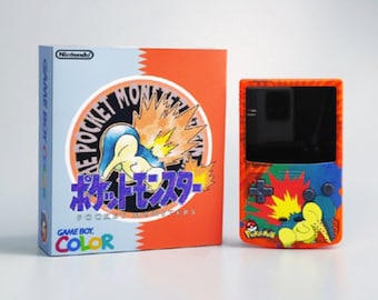 NIEUWE Cyndaquil Thema GBC met Q5 Light up Logo IPS Screen Mod w / Box!