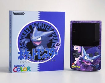 NUEVO Haunter Temático GBC con Q5 Light up Logo IPS Screen Mod w / Box!