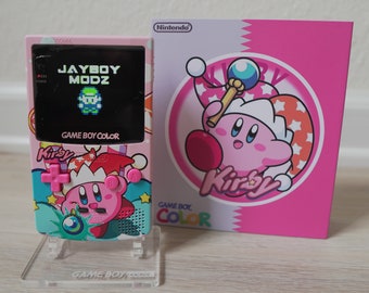 ¡NUEVO Kirby Themed GBC con Q5 Light up Logo IPS Screen Mod w / Box!