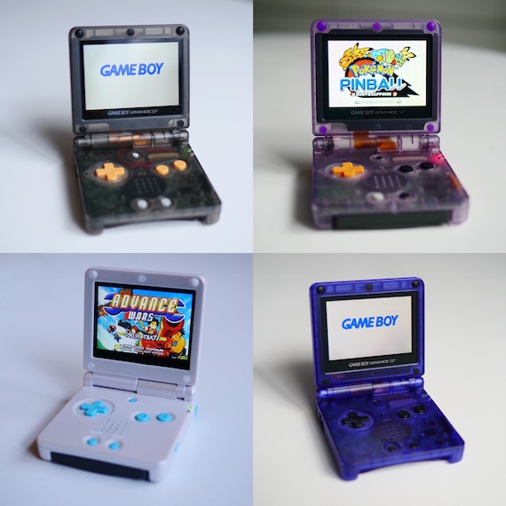eXtremeRate IPS対応アップグレード版ゲームボーイアドバンスSP（GBA  SP）用交換フルセットシェル＆ボタン、IPSおよび標準LCD両方に対応【クリアパープル】