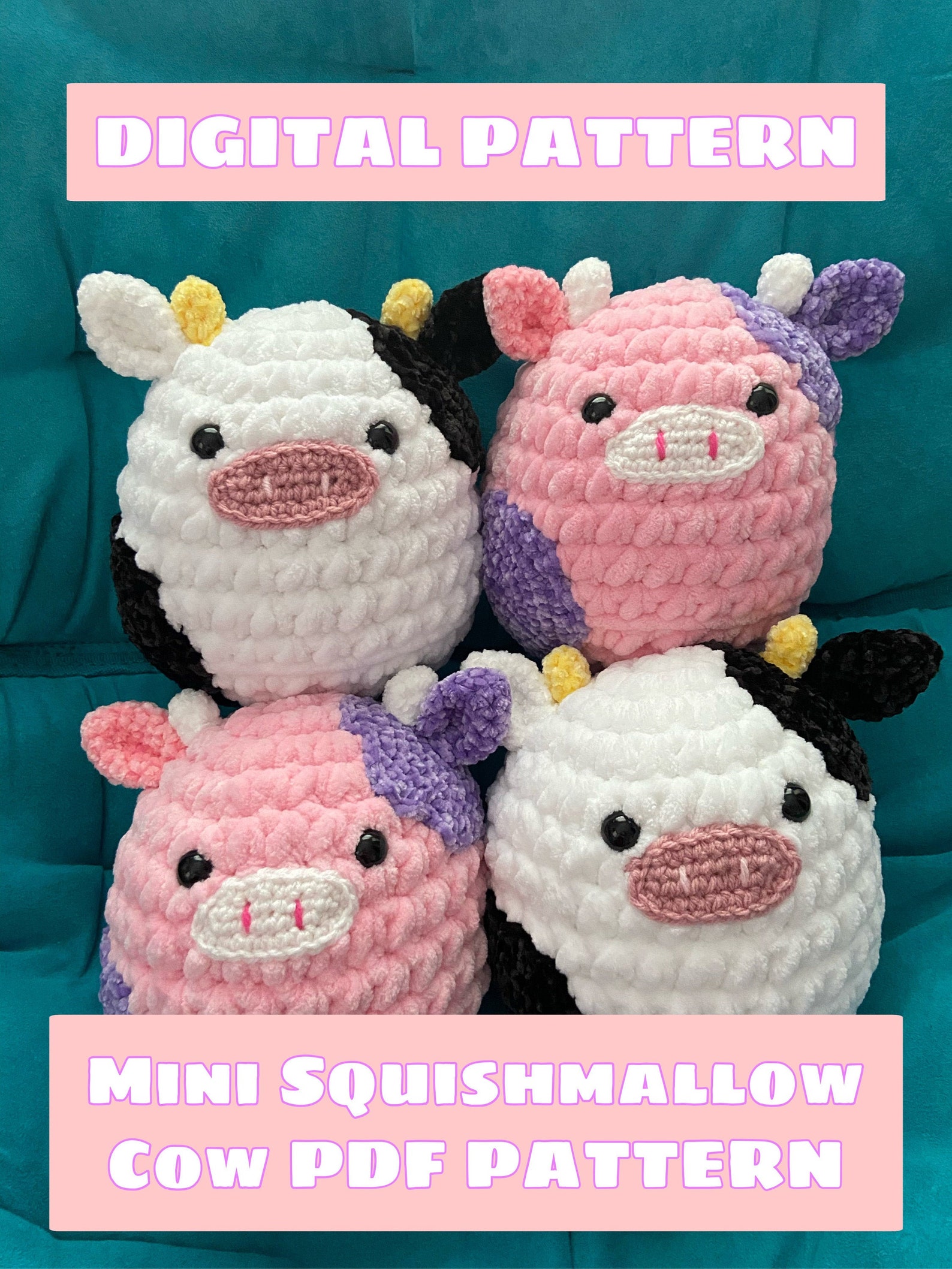 Mini Crochet Squishmallow Cow PDF PATTERN Etsy