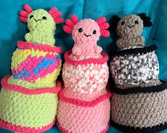 Crochet Axolotl Cake Plushies