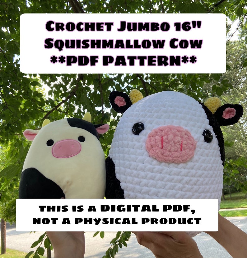 Crochet Jumbo 16' Squishmallow Cow **PATTERN PDF** 