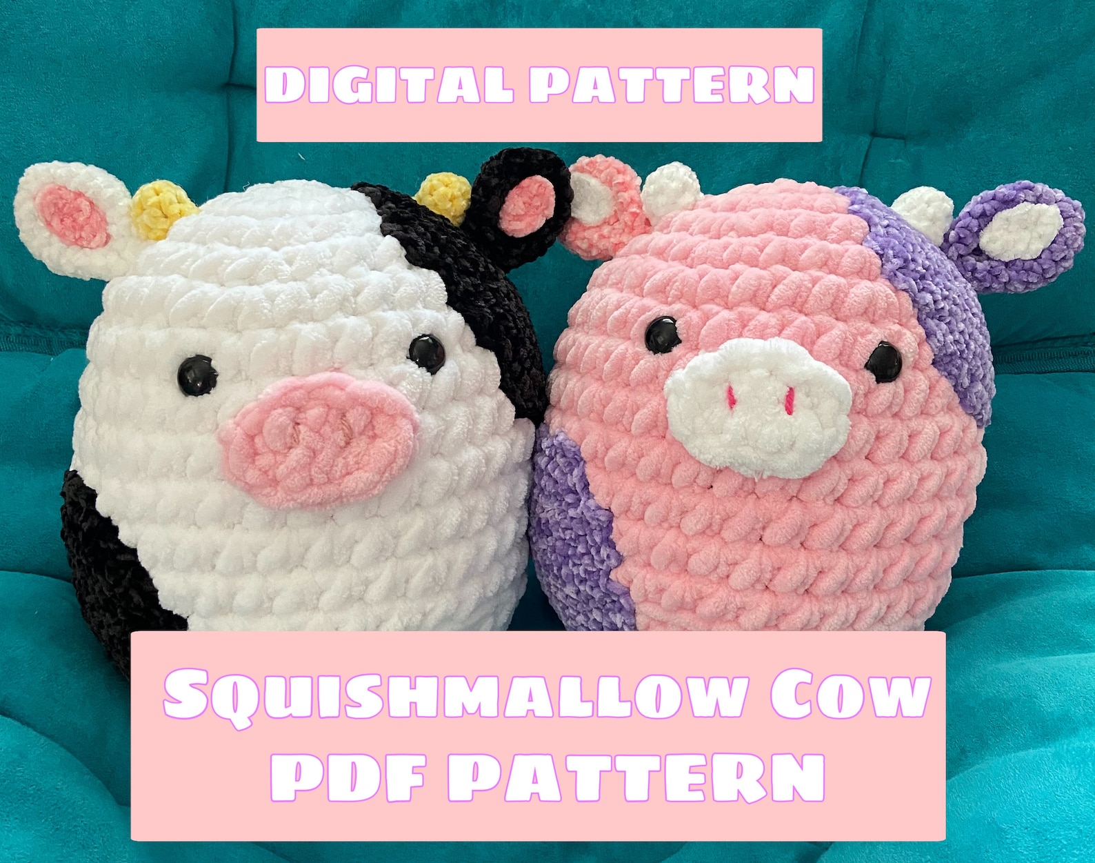 Squishmallow Cow crochet pattern by Vibes Crochet Co.