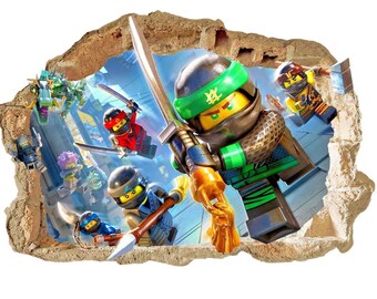 Ninjago Decal Etsy - lego ninjago wall sticker samurai decal stickers children kids samurai 3d art wall decals 56cmx80cm