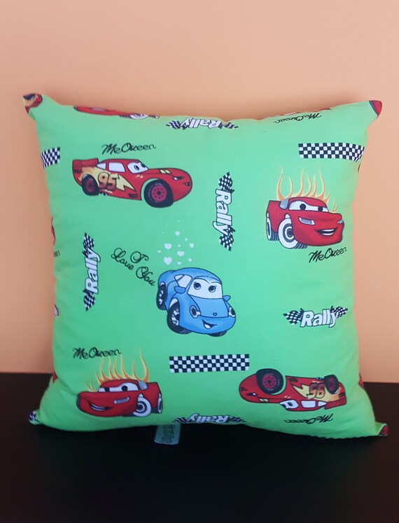 Cars Pillow Cushion Decor Kids Pillow Car Fans Car Movie Animated Cars Kids Bedroom Cars Logo Handmade Pillow Cotton 100 40cm X 40cm
