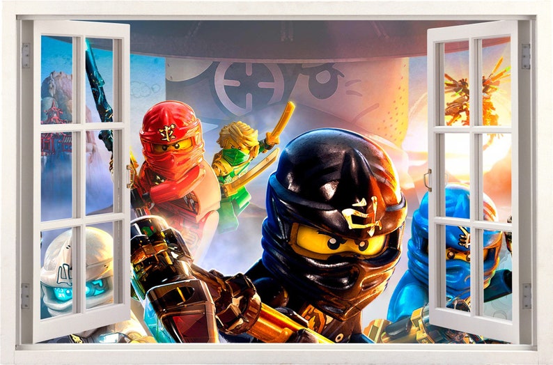 LEGO NINJAGO BREAKING THRU WALL 3D STICKER decal art UK SELLER BOY BEDROOM MURAL