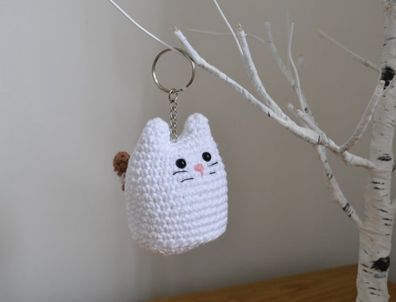 Chubby Cat Keyring or Decoration, Crochet Cat Keychain, Cute Kitty Cat Gift, Kitten Bag Accessory, Cute Cat Decoration