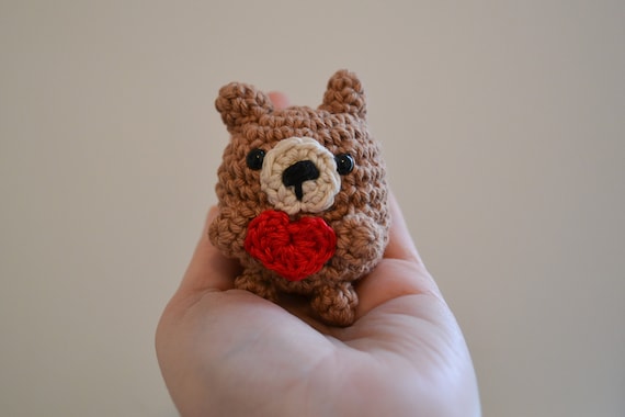 Little Bear With Heart Crochet Decoration, Fully Gift Wrapped with Card, Lockdown Present, Gift for Friend, Miss You Gift, Thank You Gift