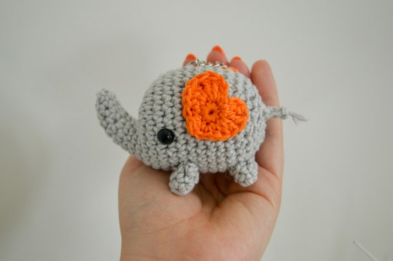 Cute Elephant Keyring or decoration, Safari Animal Crochet Keychain, Animal Amigurumi Accessory, Elephant Home Decoration Gift
