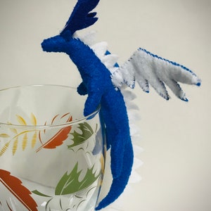 Blue Felt Dragon for Cup Laptop hanger decoration ornament