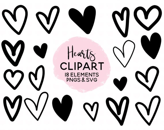 Download 18 Heart Elements Clipart Svg File Png File Cute Hearts Etsy