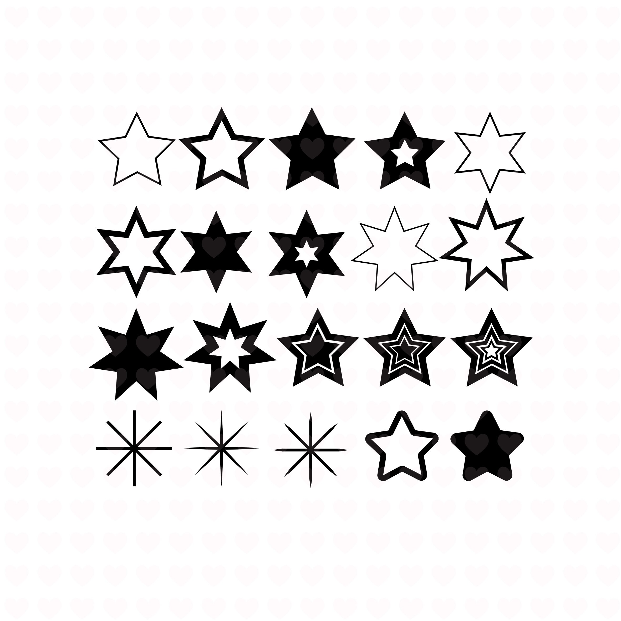 Hearts And Stars SVG DXF Clipart Bundle Heart SVG File Etsy