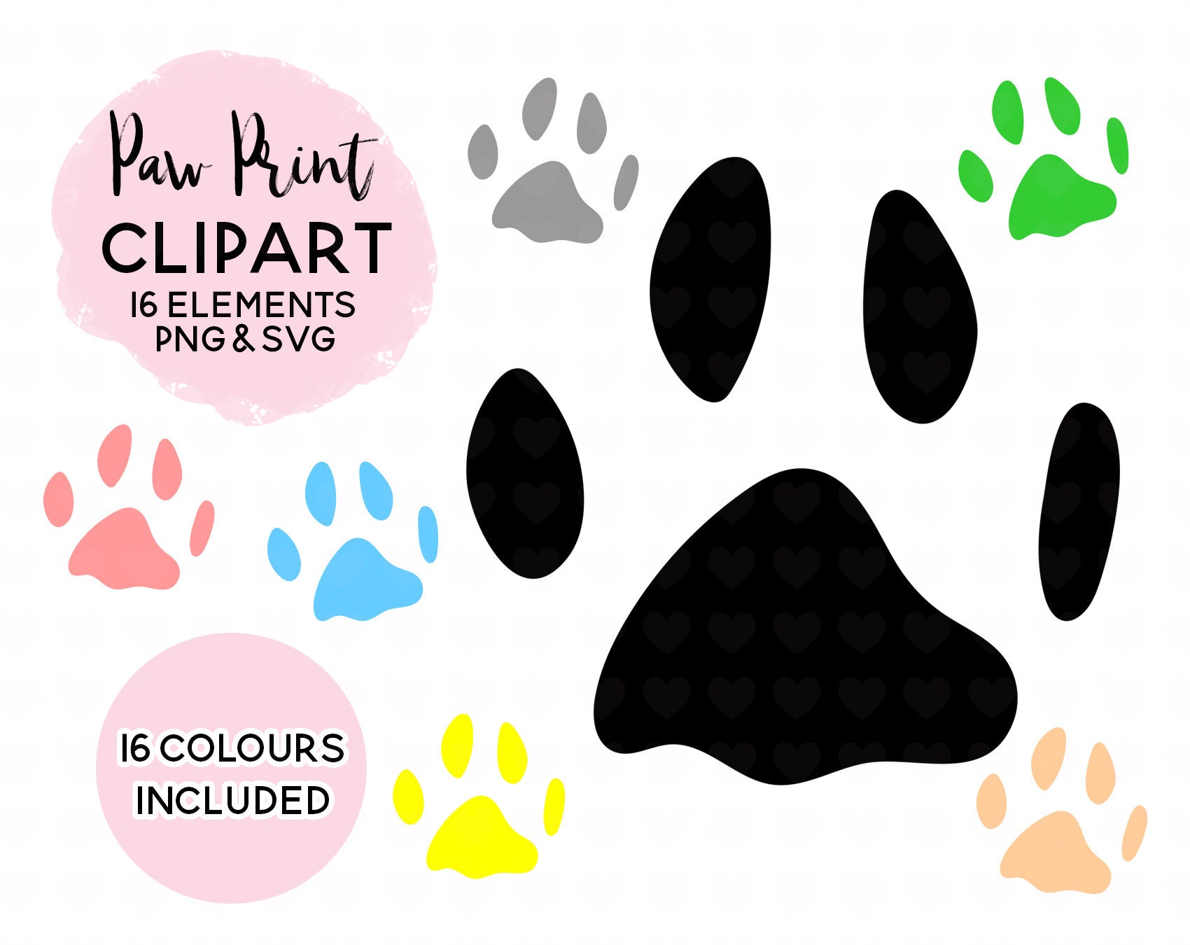 Høne svulst sløring Dog Paw Print Clipart Paw Print SVG File Realistic Paw | Etsy