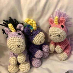 Purple and White Chibi Unicorn Amigurumi