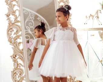 Lace Flower Girl Dress: Handmade Tulle Wedding Dress