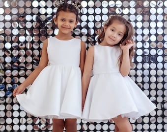 Satin Flower Girl Dress: White Party Dress