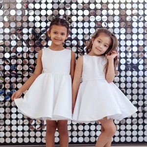 Flower Girl Dress, Unique Flower Girl Dress, Dress for Girls, Flower Girl Dresses, Satin Flower Girl Dress, White Flower Girl Dress, Dress