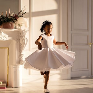 Wedding Dress for Flower Girl, Flower Girl Dress, Satin Flower Girl Dress, White Flower Girl Dress, First Communion Dress, Rustic Flower Gir