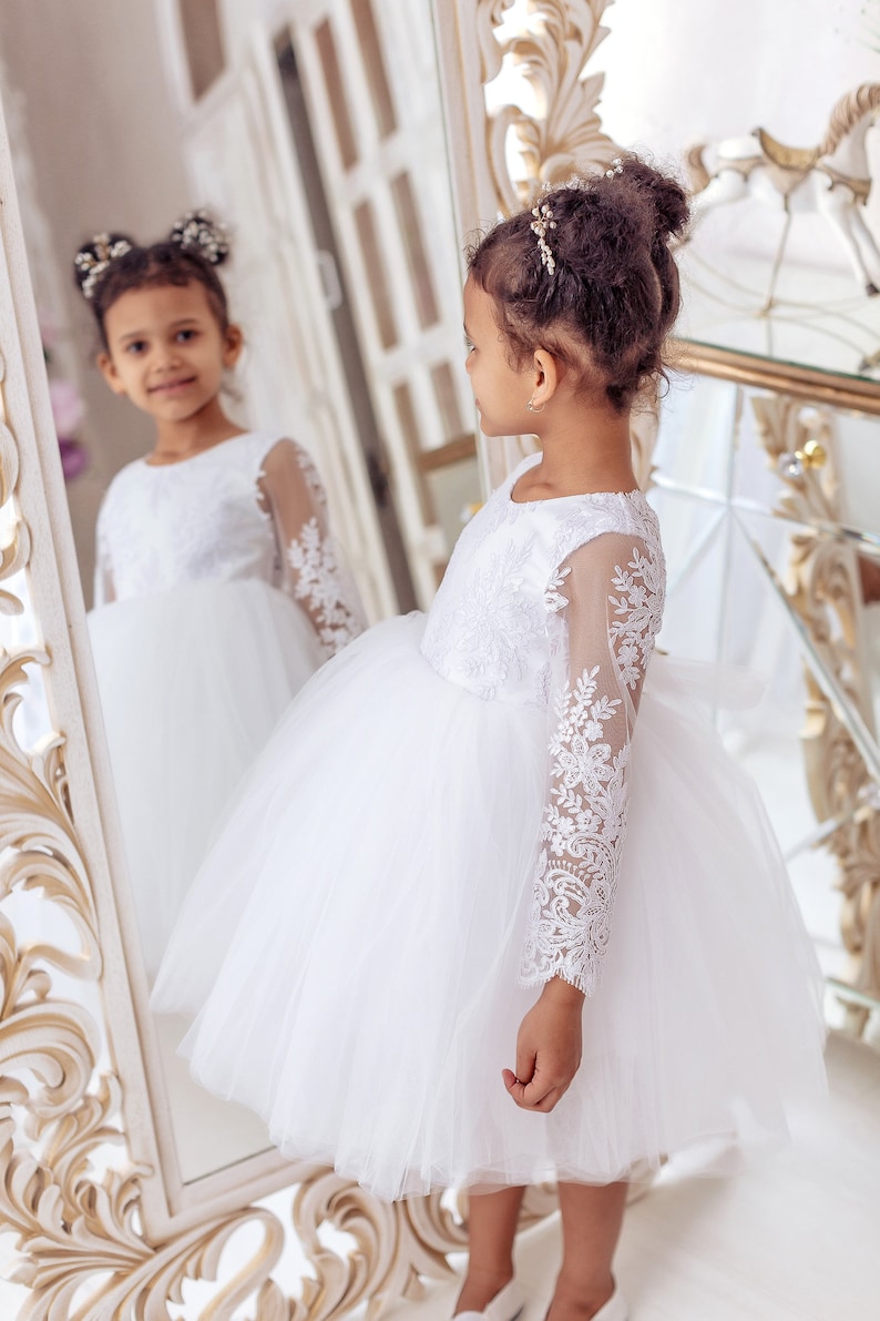 White Flower Girl White Baby Dress Elegant Girl Dress Etsy