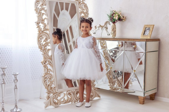 Fille de fleur blanche robe blanche de cheri robe elegante de fille robe de fille de fleur robe de cheri robe de benediction robe de fille de fleur de premiere communion