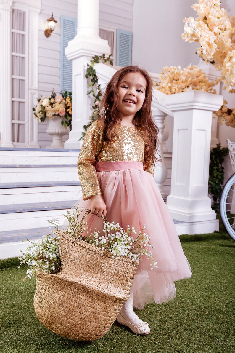 Long Sleeve Flower Girl Dress Unique Flower Girl Dress Etsy