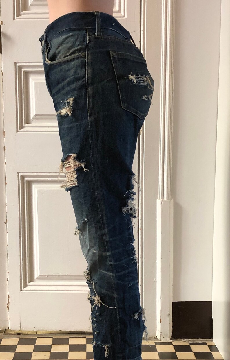 Distressed Ripped Men's Reworked Upcycled Blue J Crew - Etsy