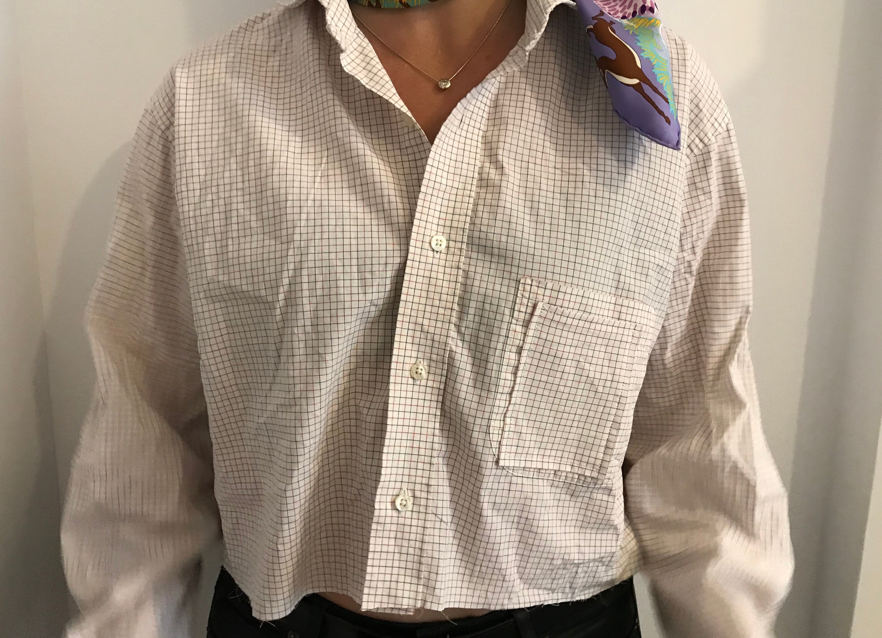 Cropped Button Down Repurposed Collared 