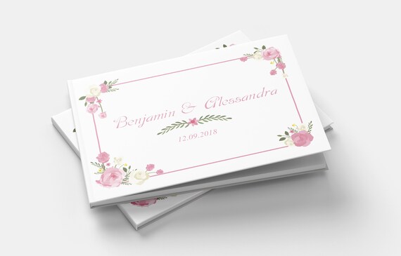 Floral Wedding Guest Book Custom Wedding Guestbook Personalized Wedding Album Rustic Guest Book Unique Wedding Guest Book Floral Ideas