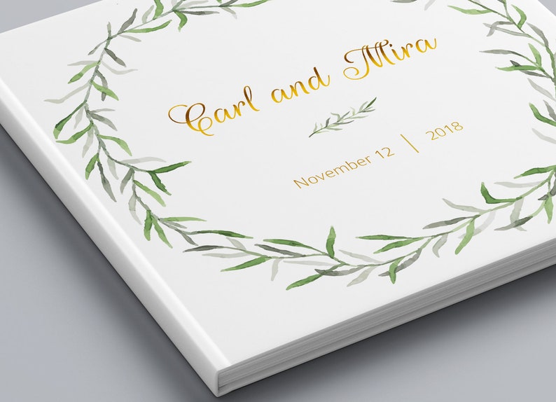 Gold Foil Wedding Guest Book Custom Wedding Guestbook Personalized Wedding Album Rustic Guest Book Floral Wedding Guest Book Gold Foil Ideas