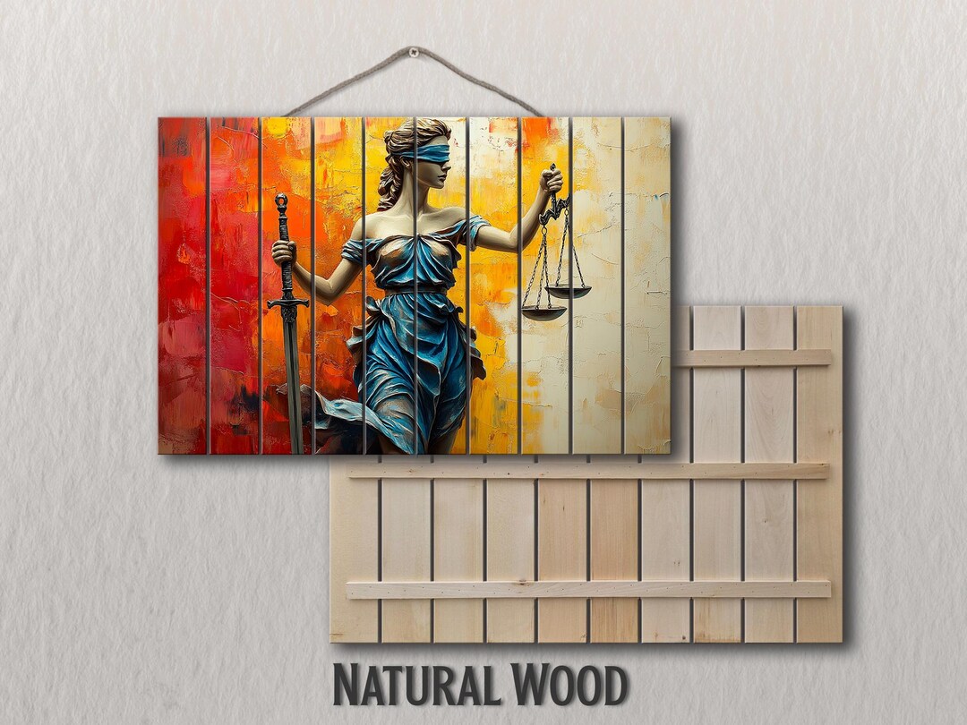 Wood Wall Art - Abstract Lady Justice Print on Wood, Lawyer Office Wall ...